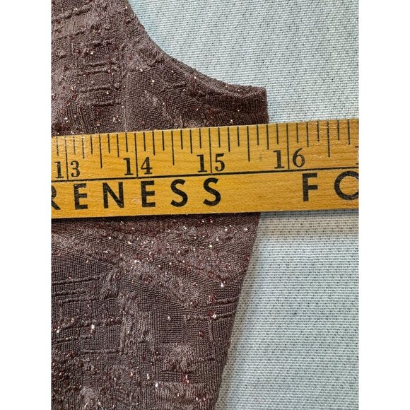 Alex Evenings Womens Sleeveless Going Out Top S Beaded Textured Brown Blush Stre - Picture 7 of 9